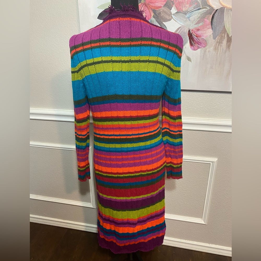 Multicolor Striped Women's Cardigan || Size 14 (see measurements in description) - Picture 4 of 11